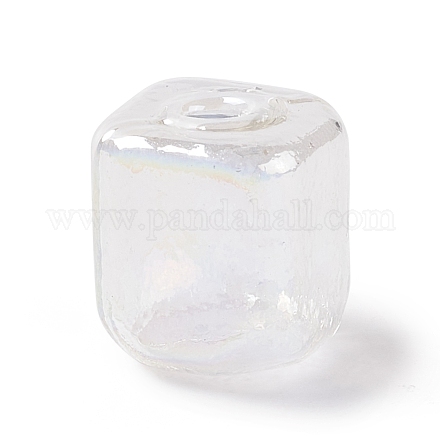 手作り吹きガラス瓶  ガラスバイアルペンダント作り用  正方形  クリアAB  16~16.5x14~15x14~14.5mm  穴：3.5~6mm GLAA-B005-02J-1