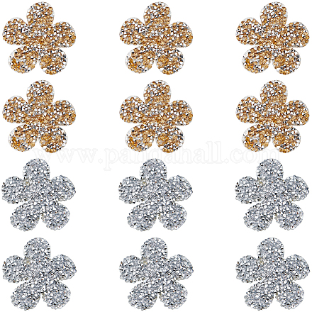 12 шт. 2-х цветные стразы-цветы с горячей фиксацией DIY-CP0009-64-1