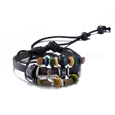 Adjustable Casual Unisex Leather Multi-strand Bracelets BJEW-BB15570-1