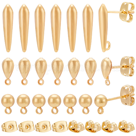 Benecreat 30 pièces 3 styles boule et larme en laiton boucles d'oreilles accessoires KK-BC0012-24-1