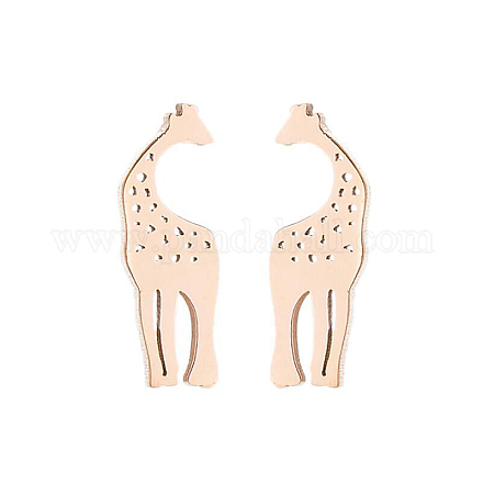 304 boucles d'oreilles clous girafe évidées en acier inoxydable EJEW-PW0002-05RG-1