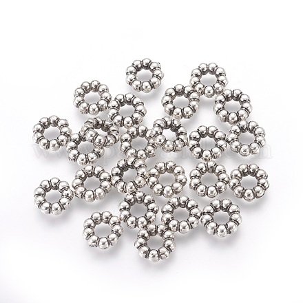 CCBプラスチックフレームコネクター リング アンティークシルバー 11.5x4mm 穴:5mm CCB-K007-021AS-1