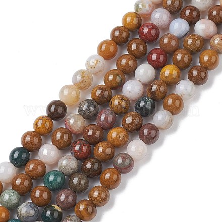 Chapelets de perles en jaspe d'océan naturelle G-C102-B01-01-1