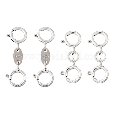 Pandahall 4 pz 2 stile 925 set di fermagli per anelli a molla in argento sterling STER-TA0001-05-1