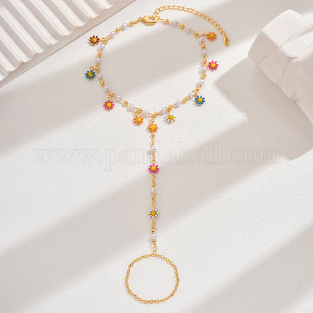 Элегантные женские браслеты на ногу с цветочным принтом и кисточками из латуни QC4234-1-1