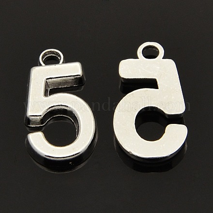 Rack Plated Zinc Alloy Number Charms X-PALLOY-A062-5S-NR-1
