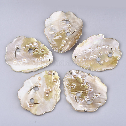 Plaquer de grandes pendentifs keshi shell perle SHEL-T012-18-1