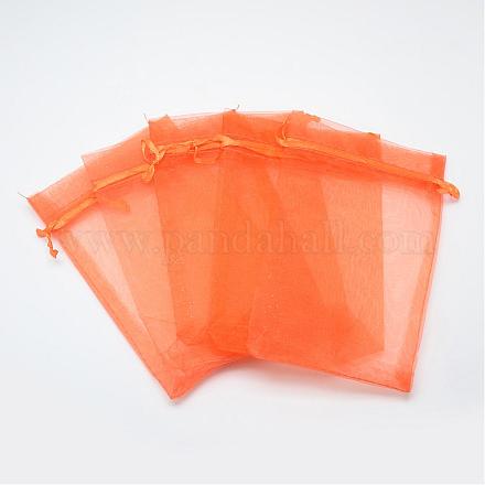 オーガンジーバッグ巾着袋  高密度  長方形  ダークオレンジ  9x7cm OP-T001-7x9-05-1