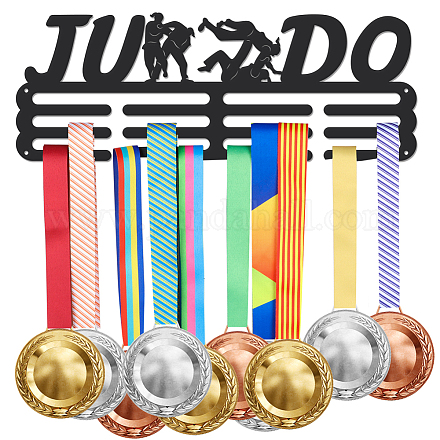 SUPERDANT Female Judo Medal Hanger Display Sports Medals Display Rack for 60+ Medals Wall Mount Ribbon Display Holder Rack Hanger Decor Iron Hooks Gifts for Athletes Judo Players ODIS-WH0021-447-1