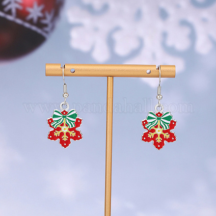 Серьги-подвески из сплава с эмалью в рождественской тематике FS-WGBB05F-14-1