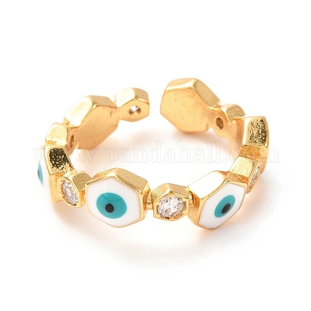 Böse Augen goldene Emaille-Manschettenringe für Frauen KK-G404-06B-G-1