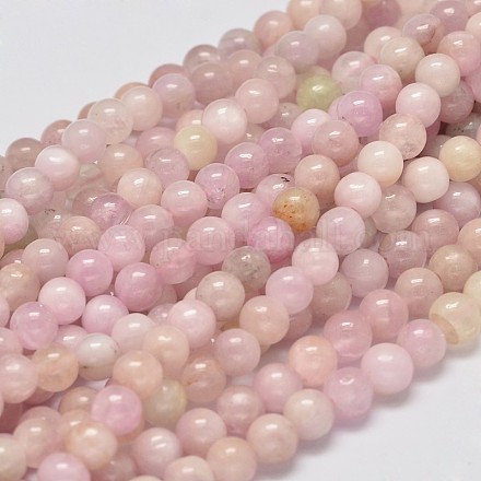 Brins de perles de kunzite naturelles rondes de qualité ab G-M304-04-5mm-1