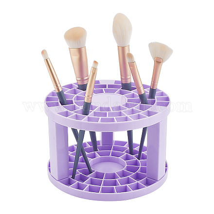 プラスチック化粧ブラシ収納スタンド  メイクブラシホルダーに  コラム  暗紫色  14.3x9.3cm MRMJ-WH0079-63D-1