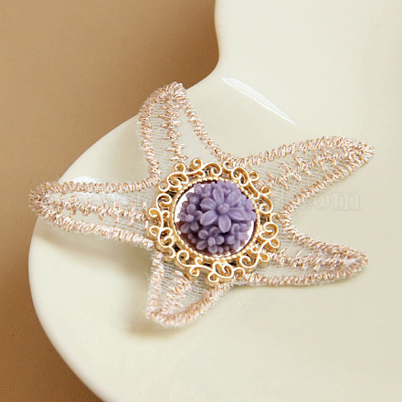 Starfish/Sea Stars Lace Brooches X-JEWB-N0001-038-1