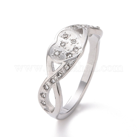 Crystal Rhinestone Infinity with Heart Finger Ring RJEW-D120-12B-P-1