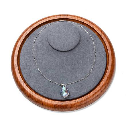 Плоское круглое модное деревянное ювелирное ожерелье отображает поднос ODIS-P008-12B-1