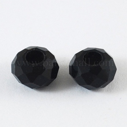 Faceted Black Glass Rondelle Beads X-GLAA-S013-5-1
