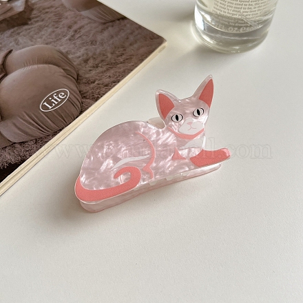 アクリルバンスクリップ 猫の形 ピンク 70x37mmの通販