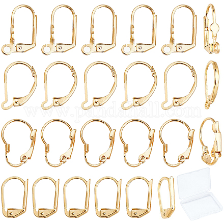 SUNNYCLUE 1 Box 24Pcs 4 Styles Leverback Earring Findings Leverback French Earring Hooks Wire Earring Findings for Jewelry Making Earring DIY Making KK-SC0002-28G-1