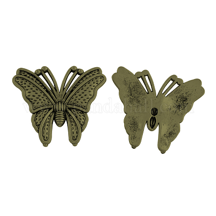Tibetischen Stil Legierung Schmetterling Cabochons TIBEP-1163-AB-FF-1