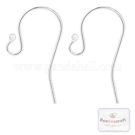 Beebeecraft 10 Pair 925 Sterling Silver Ball Dot Fish Earring Hooks French Ball End Ear Wires for Drop Dangle Earring Findings DIY Jewelry Making(Wire 0.7mm/21 Gauge/0.028 inch) STER-BBC0001-16-1
