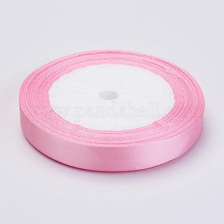 Breast Cancer Pink Awareness Ribbon Making Materials Single Face Satin Ribbon SRIB-Y004-1