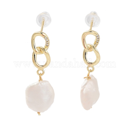 Orecchini pendenti con perle naturali EJEW-P256-44G-1