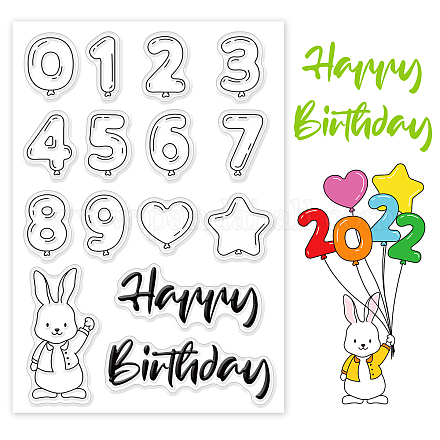 GLOBLELAND Happy Birthday Words Clear Stamps Silicone Stamp Cards