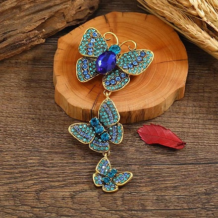 Kreative lange dreifache Schmetterlingsbrosche aus Legierung PW-WG59366-01-1