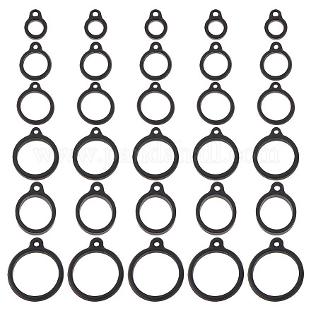 60pcs 6 Styles Anti-Lost Silicone Rubber Rings Holder Black Band Holder Not Lost Rubber Rings Lossproof Pendant Holder Lanyard Pendant Carrying Kit for Pens Protective Office Supplies SIL-DR0001-04-1