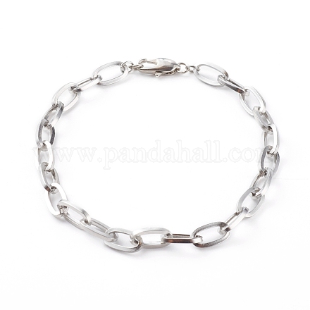 304 Stainless Steel Cable Chain Bracelets BJEW-JB06194-02-1