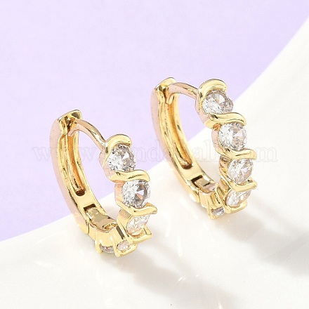 Плоские круглые серьги-кольца из латуни с микропаве из прозрачных кубических цирконий EJEW-Z102-19G-1