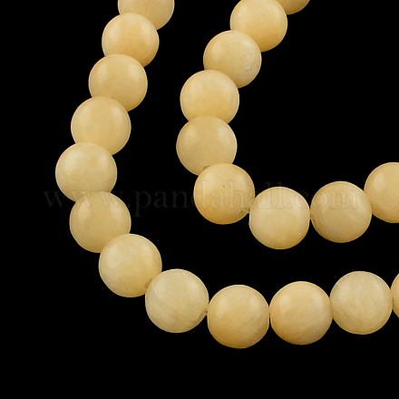 Rondes naturelles jaunes perles de jade brins G-R336-8mm-03-1