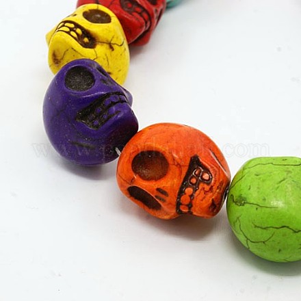 Halloween Skull Synthetic Turquoise Beads Strands TURQ-G141-14-1