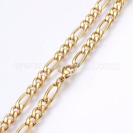 304 Stainless Steel Figaro Chain Necklaces X-MAK-L015-29B-1