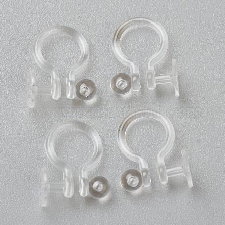 プラスチック製クリップ式イヤリングパーツ  穴開けないイヤリング  透明  12x9x1.2mm  トレイ：5mm  0.6mm内径 KY-P001-07-1