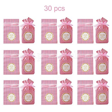 プラスチックキャンディーバッグ  巾着袋  縞模様の長方形  ピンク  220~230x150x0.3mm ABAG-TA0001-16C-1