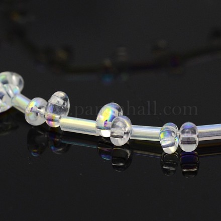 Chapelets de perle ovale en verre électrolytique avec 2 trou EGLA-J074-FR05-1