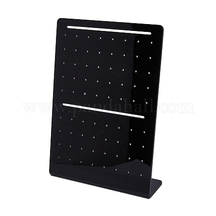 HOBBIESAY 72 Hole Acrylic Black Earring Display Stands Earring Holder L Stud Jewelry Display Holder Organizer Earrings Stand Plastic Display Rack for Earrings EDIS-WH0021-33A-1