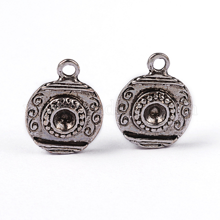 Antique Silver Tibetan Style Ear Stud Findings for Inlay Rhinestone X-EAA153Y-NF-1