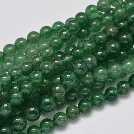 Round Natural Green Strawberry Quartz Beads Strands G-K068-24-7mm-1
