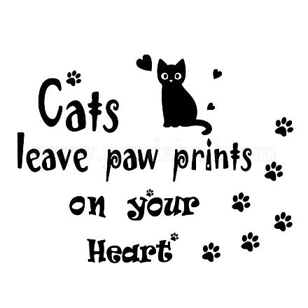 SUPERDANT Cats Wall Decals Black Cat Wall Stickers Cats Leave Paw Prints on Your Hearts Stickers Cute Animals Decals for Living Room Bedroom Pet Hospital Decorations DIY-WH0377-055-1