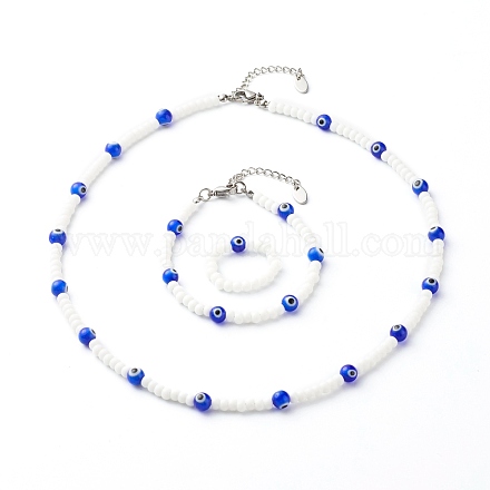 Set di gioielli con perline di vetro fatti a mano SJEW-JS01206-1