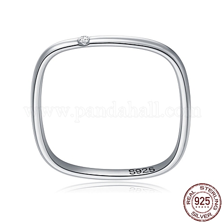 Rhodinierte 925 quadratische Ringe aus Sterlingsilber RJEW-BB72283-A-6-1
