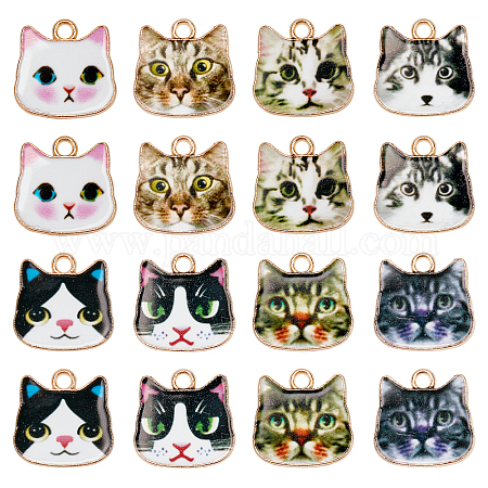 Wholesale SUNNYCLUE 1 Box 24Pcs Cat Charms Bulk Enamel Cat Kitten