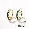 Heart-shaped Diamond Inlaid Hoop Earrings, Simple European and American Style, Golden, Green, 20x3mm
