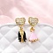 Brass Micro Pave Clear Cubic Zirconia Dangle Stud Earrings, Clothes, with Enamel, Cadmium Free & Lead Free, Rack Plating, Long-Lasting Plated, Golden, Mixed Color, 23.5x10mm
