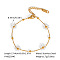 304 Stainless Steel Imitation Pearl Beaded White Flower Link Chain Bracelets for Women, Real 18K Gold Plated, 6-3/4 inch(17cm)