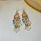 Alloy Acrylic Chandelier Earrings, Teardrop, Golden, Colorful, 110x25mm