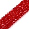 Glass Beads Strands, Faceted, Rondelle, Red, 4mm, Hole: 0.9mm, about 105~110pcs/strand, 38~39cm